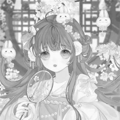 美丽古风女头动漫黑白图片