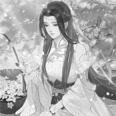 美丽古风女头动漫黑白图片