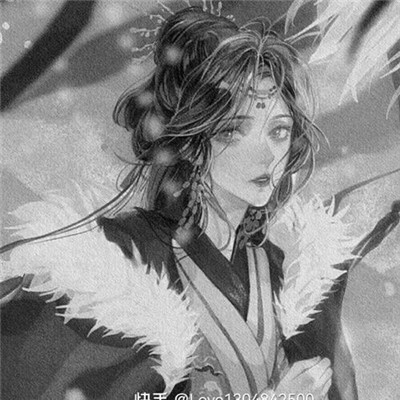 美丽古风女头动漫黑白图片