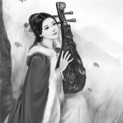 美丽古风女头动漫黑白图片