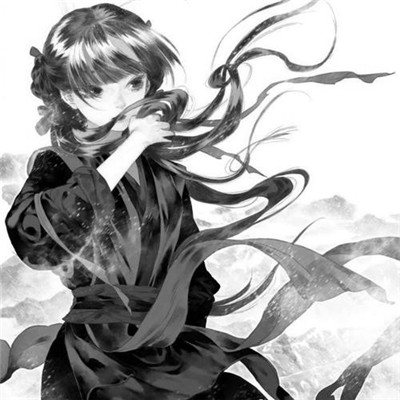 美丽古风女头动漫黑白图片
