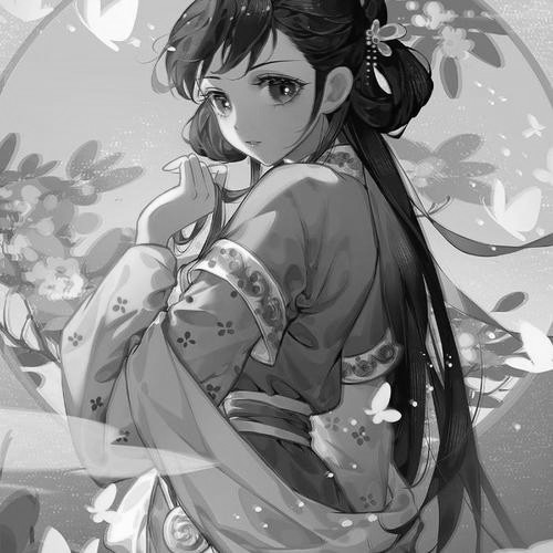 古风女头动漫黑白唯美图片