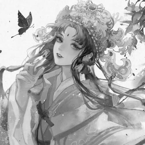 古风女头动漫黑白唯美图片