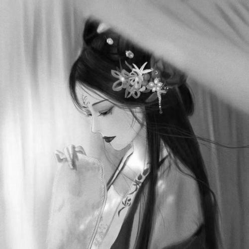 古风女头动漫黑白唯美图片