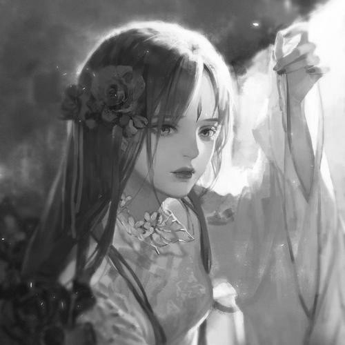 古风女头动漫黑白唯美图片
