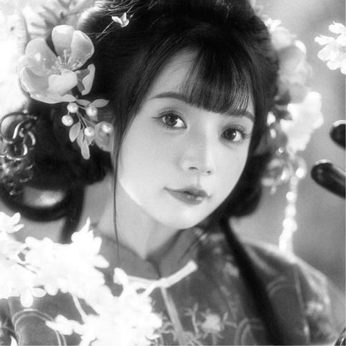 古风女头动漫黑白唯美图片