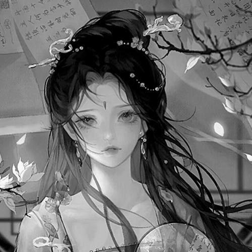 古风女头动漫黑白唯美图片