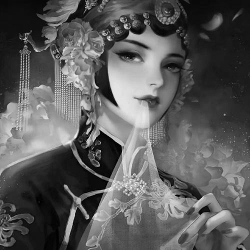 古风霸气头像黑白女