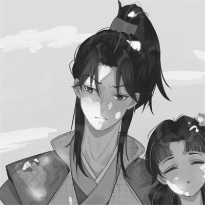 情侣头像一人一半黑白动漫图片