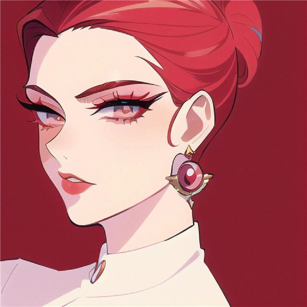 红发高冷动漫美女头像图片