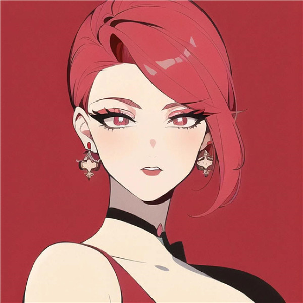红发高冷动漫美女头像图片