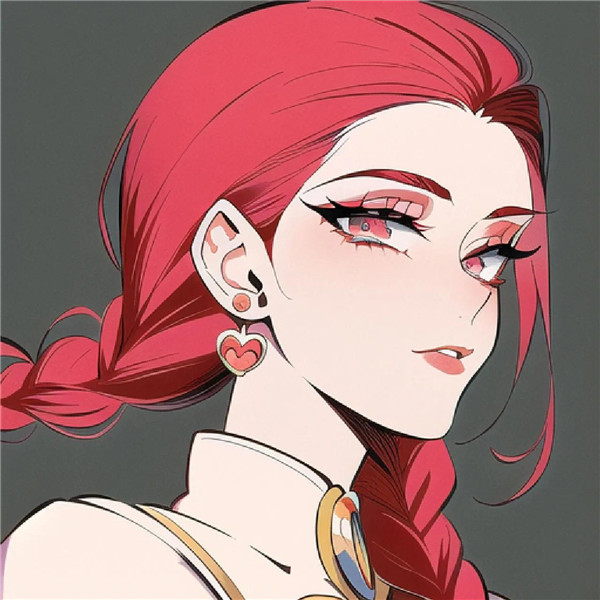 红发高冷动漫美女头像图片