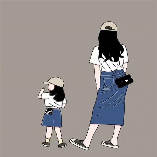手绘母亲与女儿亲子卡通头像图片