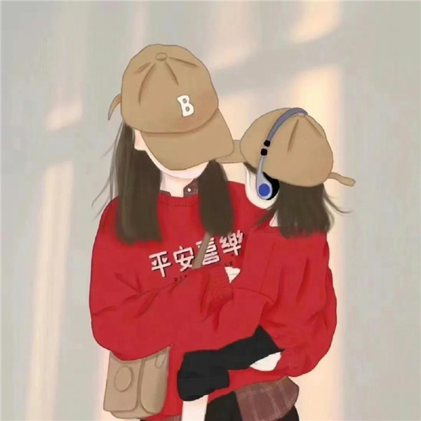 手绘母亲与女儿亲子卡通头像图片