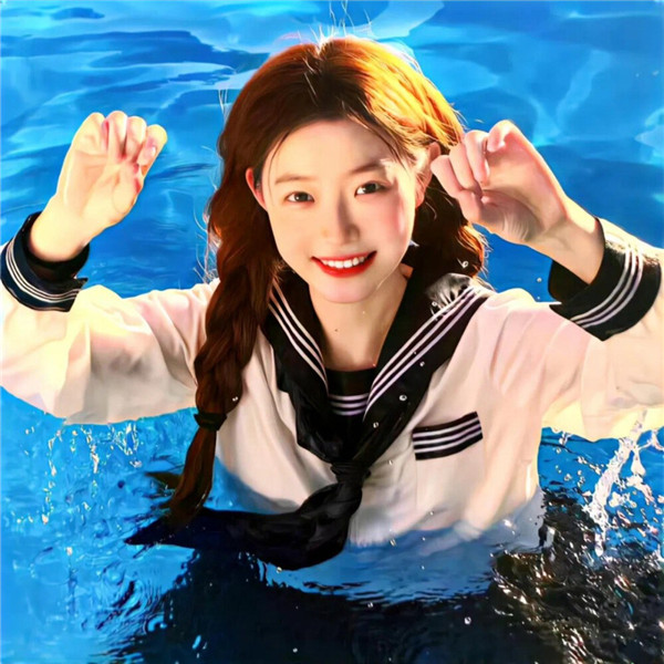 水中蓝色系氛围感女头图片