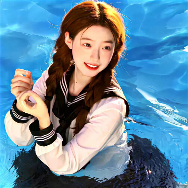 水中蓝色系氛围感女头图片