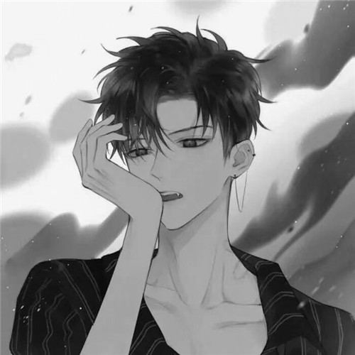 黑白男生头像高冷气质动漫图片