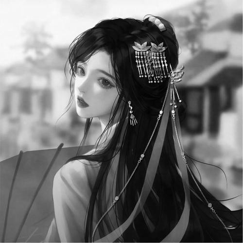 古风黑白女生头像图片