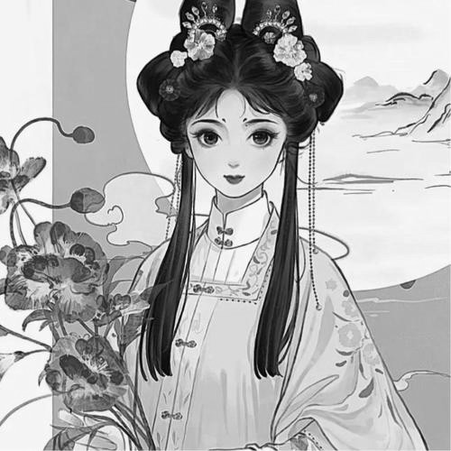古风黑白女生头像图片