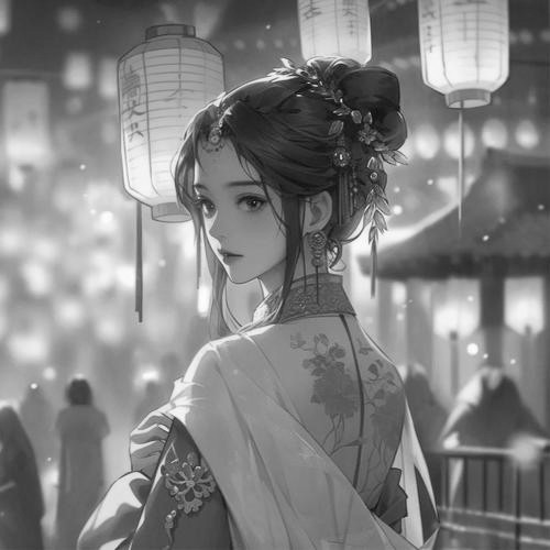古风黑白女生头像图片
