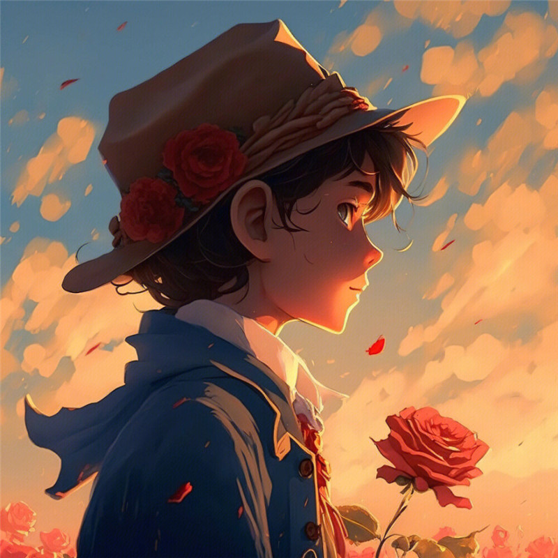 男生动漫玫瑰花系列头像图片