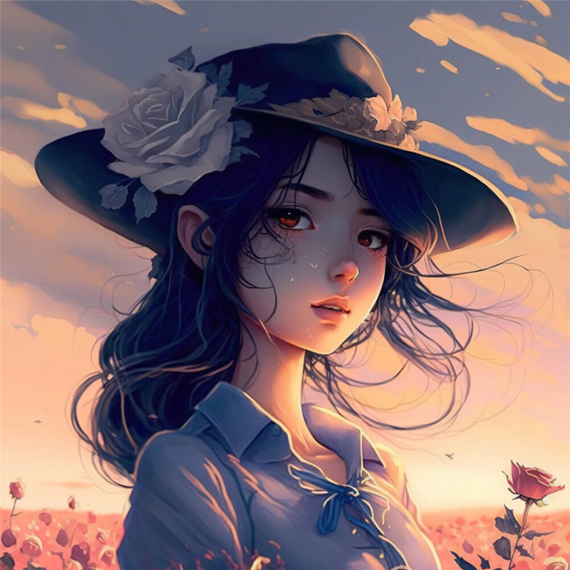 动漫一男一女玫瑰花系列头像图片