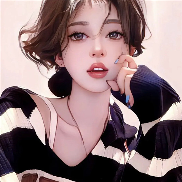 自愈手绘时尚女生头像图片