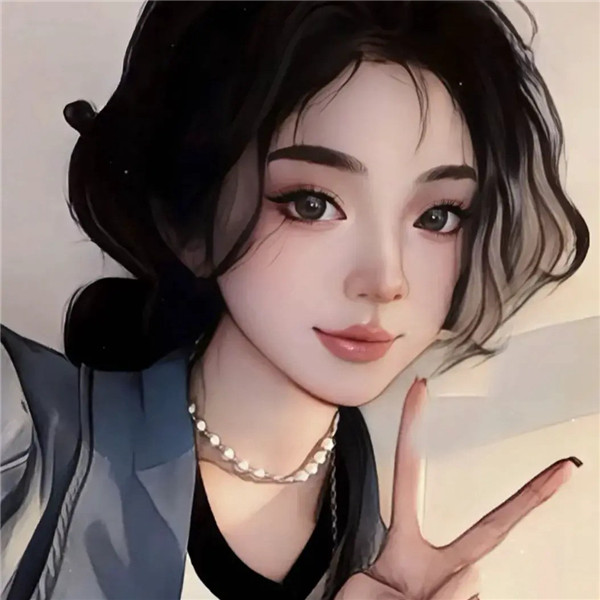 自愈手绘时尚女生头像图片
