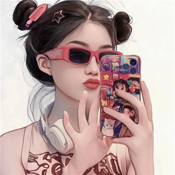 微信女生手绘戴眼镜头像图片
