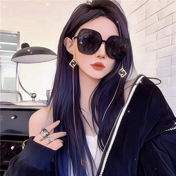 微信女生手绘戴眼镜头像图片