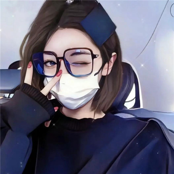 微信女生手绘戴眼镜头像图片