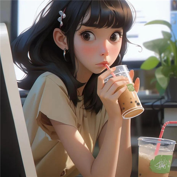 上班摸鱼动漫戴眼镜女生头像图片