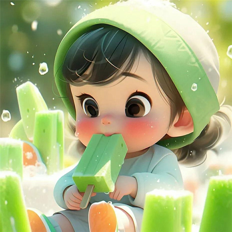 治愈系可爱吃冰棒小女孩头像图片