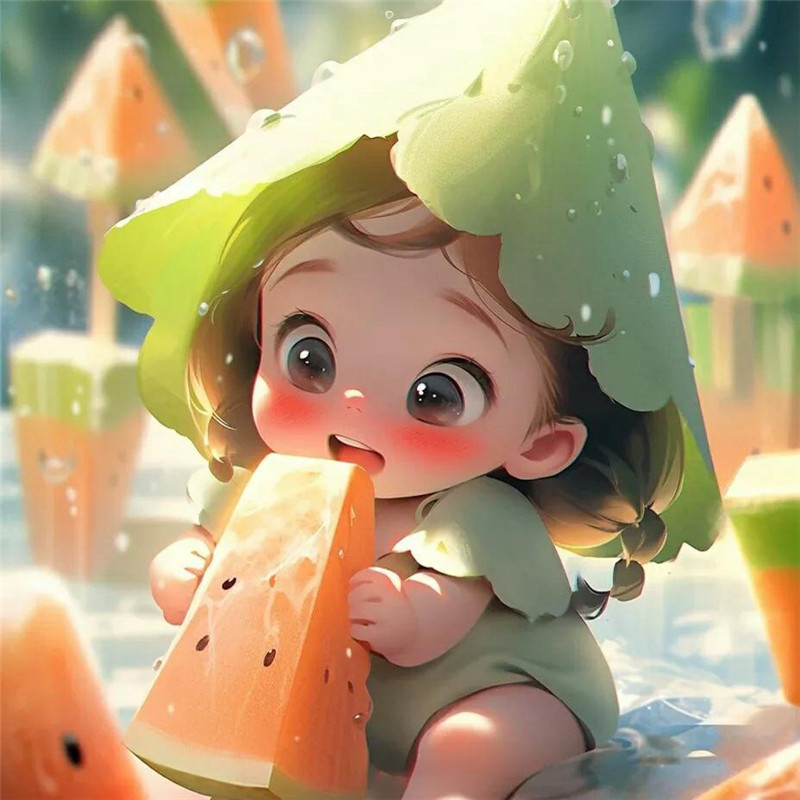 治愈系可爱吃冰棒小女孩头像图片