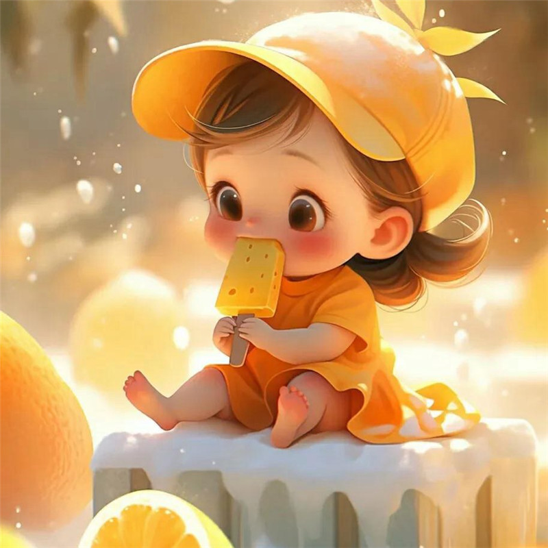 治愈系可爱吃冰棒小女孩头像图片