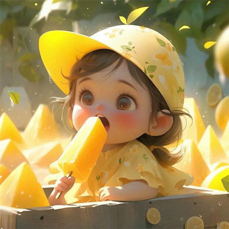 治愈系可爱吃冰棒小女孩头像图片
