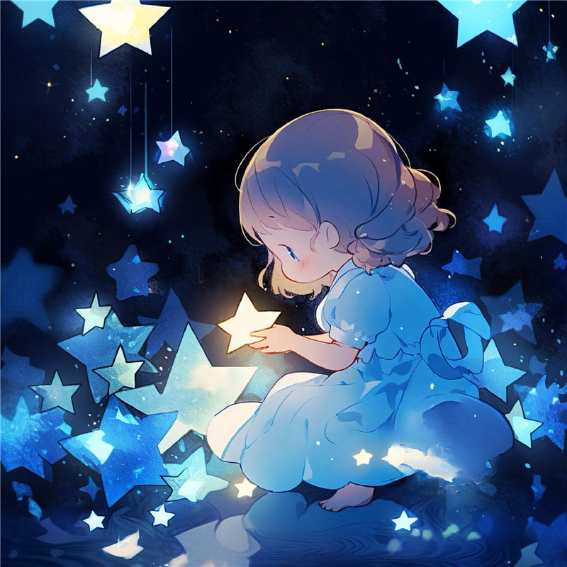 摘星星的女孩治愈系动漫头像图片