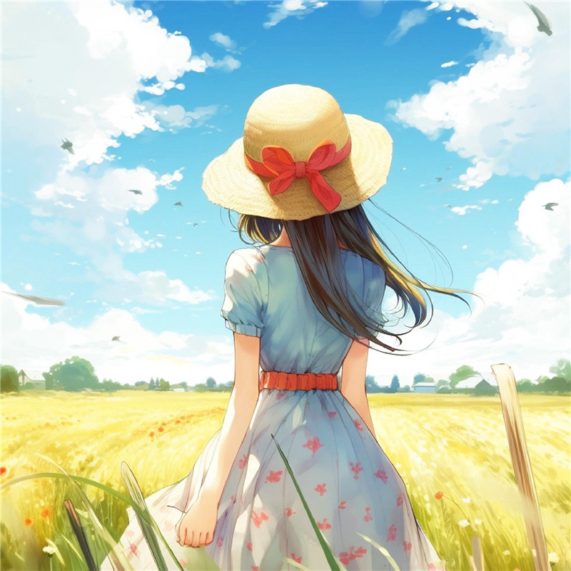 手绘风中的女生背影唯美意境头像图片
