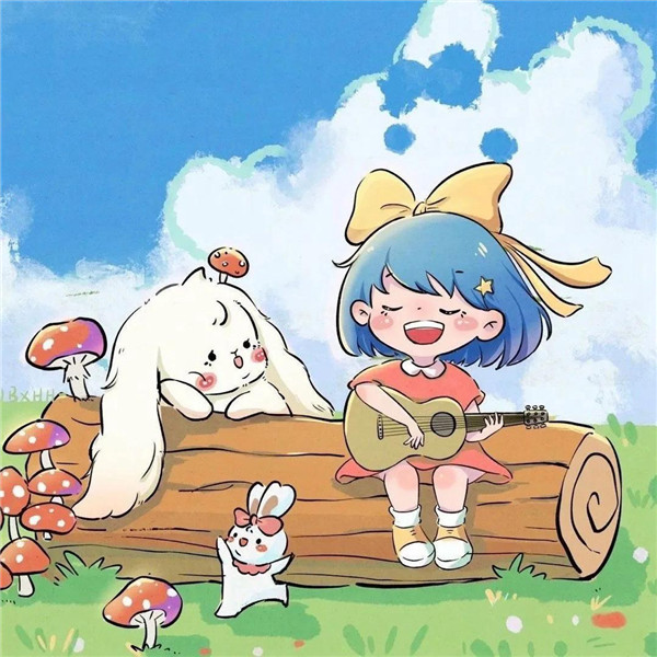 治愈系插画女孩头像图片