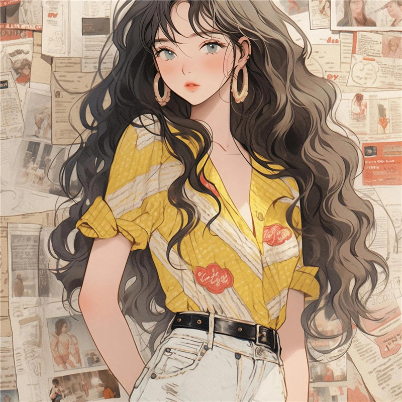 动漫女生画报风格头像图片