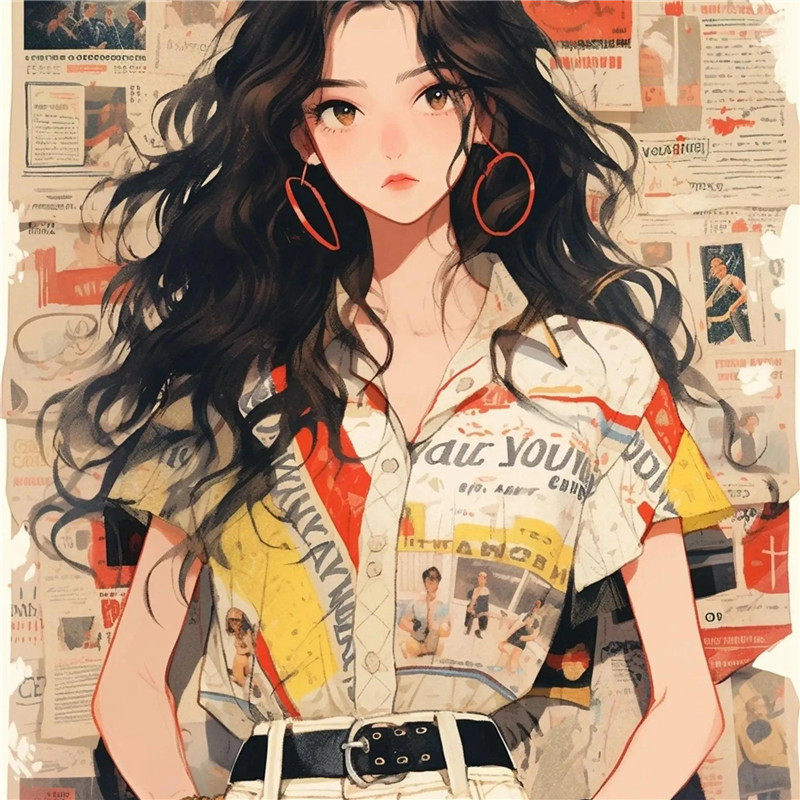 动漫女生画报风格头像图片
