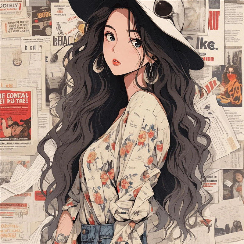 动漫女生画报风格头像图片