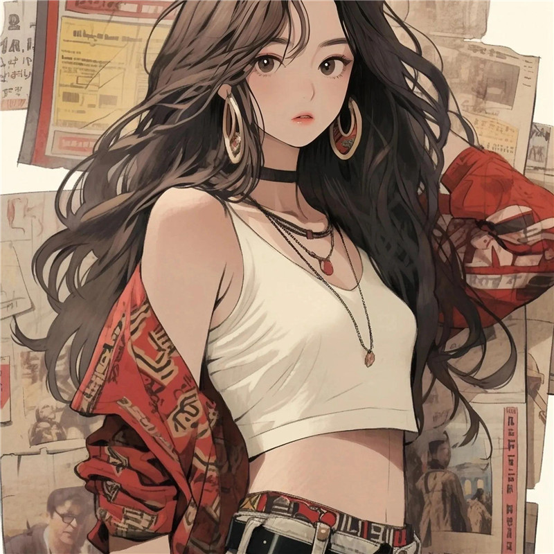 动漫女生画报风格头像图片