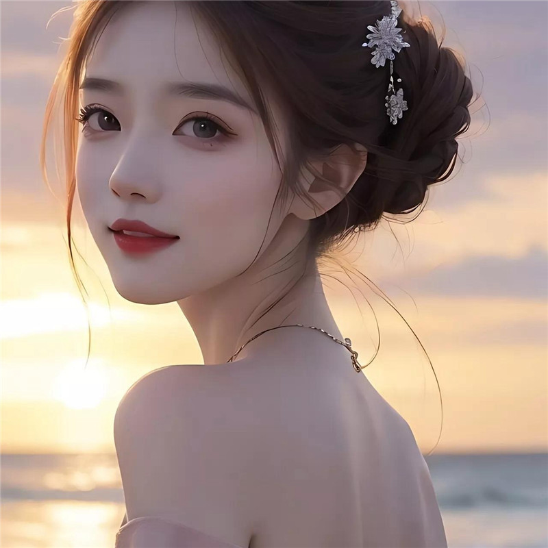 AI绘画温柔治愈系女生头像图片