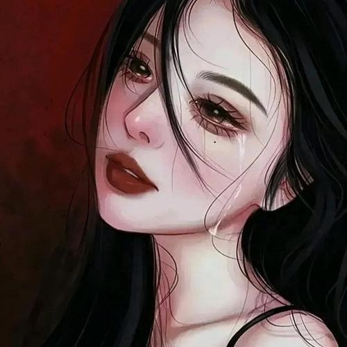 女生头像伤感流泪图片
