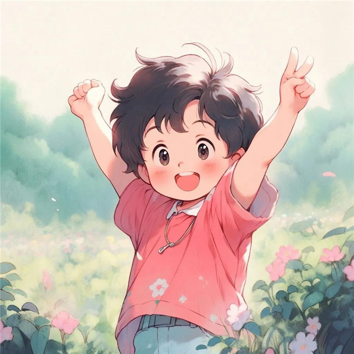 动漫小孩子比耶可爱治愈系头像图片