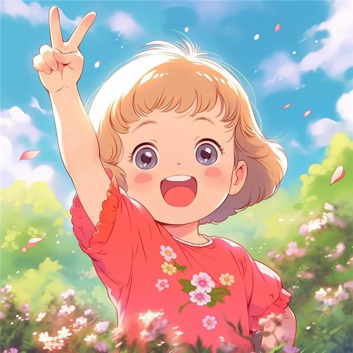 动漫小孩子比耶可爱治愈系头像图片