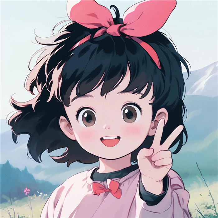 动漫小孩子比耶可爱治愈系头像图片