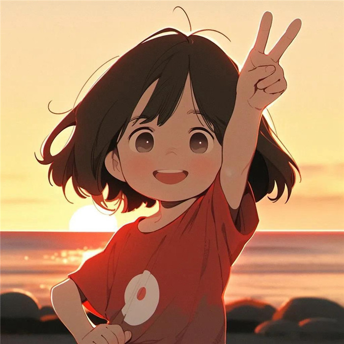 动漫小孩子比耶可爱治愈系头像图片
