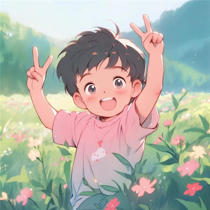 动漫小孩子比耶可爱治愈系头像图片
